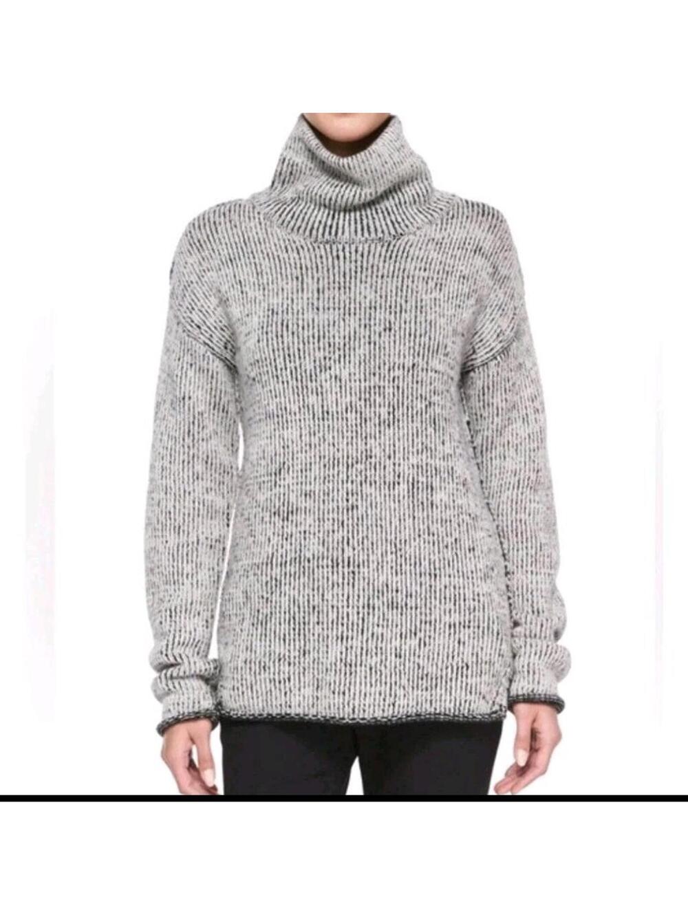 Theory Tessalee Fine Haven Sweater Small Luxe Grey Wool Cashmere Turtleneck $495
